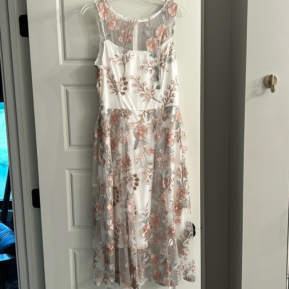 Adrianna Papell embroidery dress. Sheer overlay with white slip underlay. - Picture 2 of 7